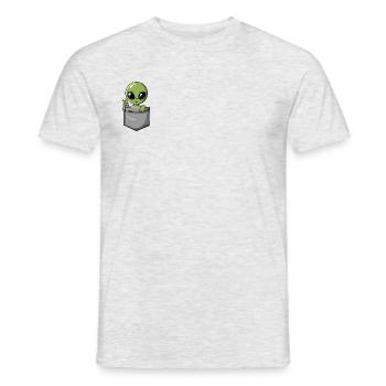 Taschen-Aliens – Kleiner Besucher - Männer T-Shirt - Grau meliert - Vorne - AI Model Male 178 dark (178cm)