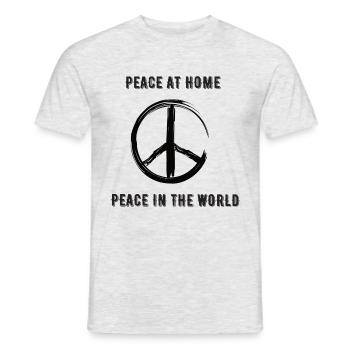 Peace at Home, Peace in the World - Men's T-Shirt - heather grey - Front - AI Model Male 178 dark (178cm)