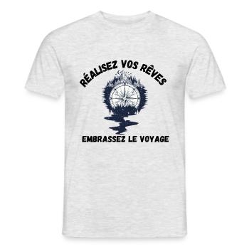 Naviguer les Rêves - T-shirt homme - gris chiné - Devant - AI Model Male 178 dark (178cm)