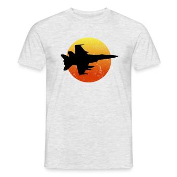 F18 Hornet Silhouette Rétro coucher de soleil Milita - T-shirt homme - gris chiné - Devant - AI Model Male 178 dark (178cm)