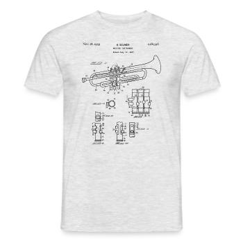 ompete schematische Blueprint-Jazz-Trompete-Spiele - Männer T-Shirt - Grau meliert - Vorne - AI Model Male 178 dark (178cm)