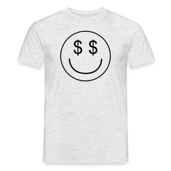 Dollar Face Smiley Face Emoticon Happy Money - T-shirt homme - gris chiné - Devant - AI Model Male 178 dark (178cm)