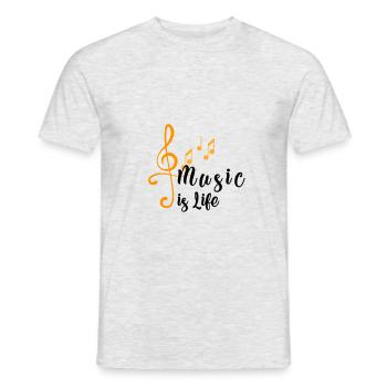 Music is Life - Männer T-Shirt - Grau meliert - Vorne - AI Model Male 178 dark (178cm)
