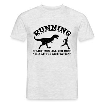 running laufen rennen motivation dino dinosaur run - Männer T-Shirt - Grau meliert - Vorne - AI Model Male 178 dark (178cm)