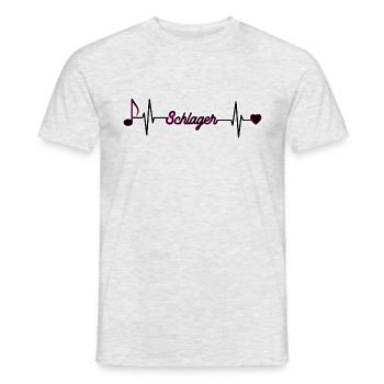 Schlager fans idée cadeau de pulsation cardiaque - T-shirt homme - gris chiné - Devant - AI Model Male 178 dark (178cm)