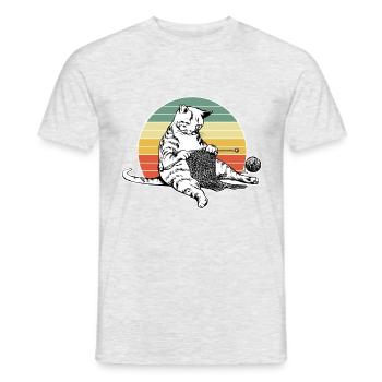 Cute cat knits pyjamas nightgown - Men's T-Shirt - heather grey - Front - AI Model Male 178 dark (178cm)