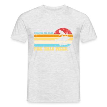 Ich habe das ganze Jahr auf diese Woche Retro Shar - Männer T-Shirt - Grau meliert - Vorne - AI Model Male 178 dark (178cm)