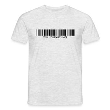 Veux-tu m’épouser Code-barres - T-shirt homme - gris chiné - Devant - AI Model Male 178 dark (178cm)