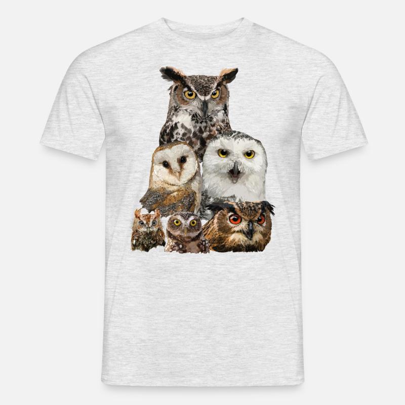 Eulen - Männer T-Shirt - Grau meliert