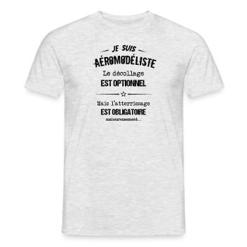 Aéromodélisme - Décollage optionnel, atterrissage - T-shirt homme - gris chiné - Devant - AI Model Male 178 dark (178cm)