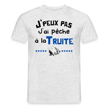 j'peux pas, j'ai pêche à la truite, cadeau pêcheur - T-shirt homme - gris chiné - Devant - AI Model Male 178 dark (178cm)