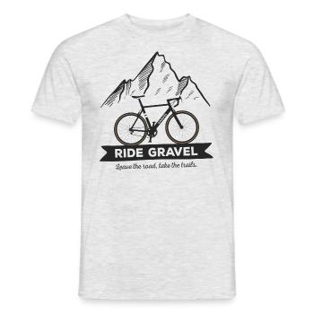 Ride Gravel Bike for Cyclocross and Bikepacking - Men's T-Shirt - heather grey - Front - AI Model Male 178 dark (178cm)