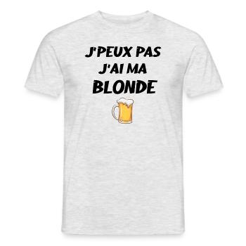 J'peux pas j ai ma blonde - T-shirt homme - gris chiné - Devant - AI Model Male 178 dark (178cm)
