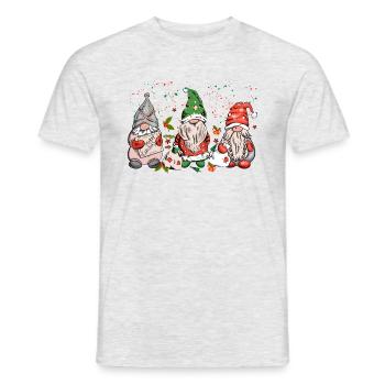 Cute Xmas Gnomes In Plaid Hats, Christmas Gnomes - Men's T-Shirt - heather grey - Front - AI Model Male 178 dark (178cm)