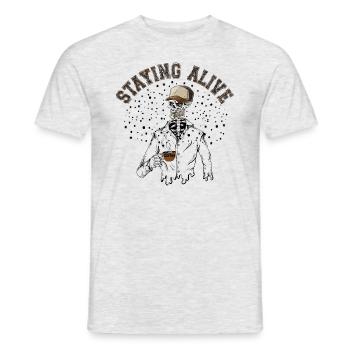 Rester en vie, rester en vie Squelette boire du café - T-shirt homme - gris chiné - Devant - AI Model Male 178 dark (178cm)