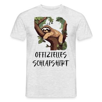 Official Schlafschirt Sloth - Men's T-Shirt - heather grey - Front - AI Model Male 178 dark (178cm)