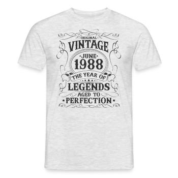 Juin Né en 1988 Anniversaire des légendes - T-shirt homme - gris chiné - Devant - AI Model Male 178 dark (178cm)