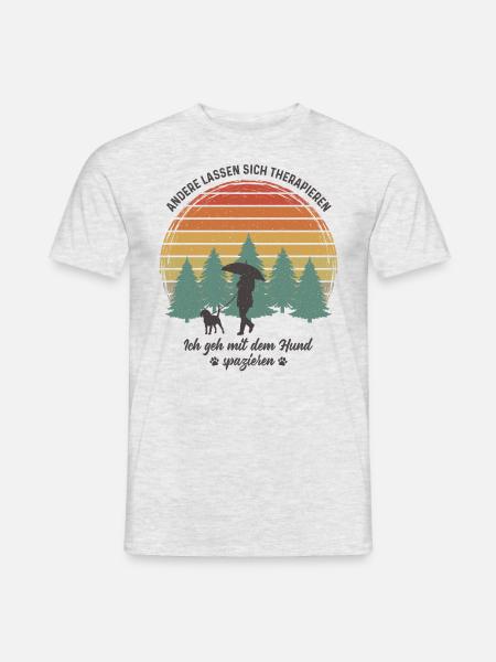 Frauchen Hund Gassi gehen Therapie Hundebesitzerin - Männer T-Shirt - Grau meliert