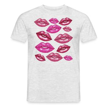 Coquette Lips Kisses Romantic - Men's T-Shirt - heather grey - Front - AI Model Male 178 dark (178cm)
