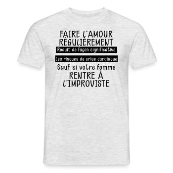 Citation Drôle Cadeau De Mariage - T-shirt homme - gris chiné - Devant - AI Model Male 178 dark (178cm)