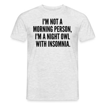 Drôle d’oiseau de nuit avec insomnie - T-shirt homme - gris chiné - Devant - AI Model Male 178 dark (178cm)