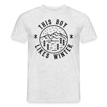 Un garçon aime les journées d'hiver en disant - T-shirt homme - gris chiné - Devant - AI Model Male 178 dark (178cm)
