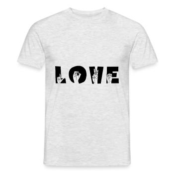 "LOVE" Love with a show of hands - Men's T-Shirt - heather grey - Front - AI Model Male 178 dark (178cm)