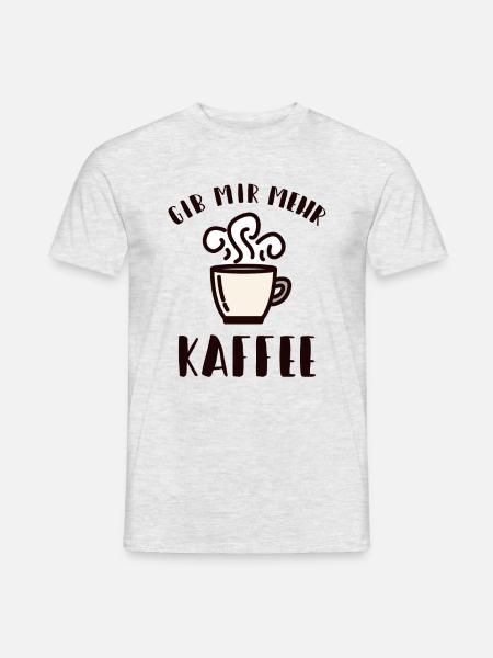 Mehr Kaffee lustig Koffein - Männer T-Shirt - Grau meliert