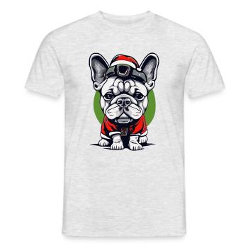 Weihnachts - Französische Bulldogge - Männer T-Shirt - Grau meliert - Vorne - AI Model Male 178 dark (178cm)