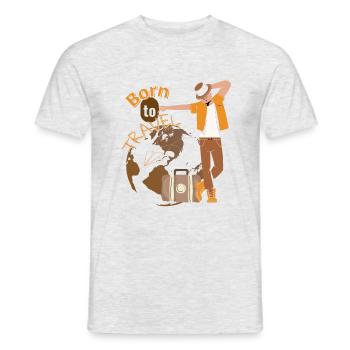 T-shirt Born to Travel Men's World Pattern - Men's T-Shirt - heather grey - Front - AI Model Male 178 dark (178cm)