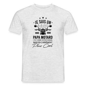 Papa motard - T-shirt homme - gris chiné - Devant - AI Model Male 178 dark (178cm)