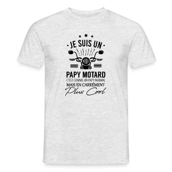 Papy motard - T-shirt homme - gris chiné - Devant - AI Model Male 178 dark (178cm)