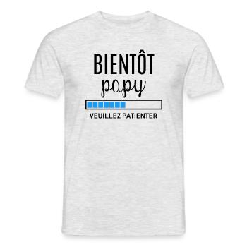 Bientôt papy - T-shirt homme - gris chiné - Devant - AI Model Male 178 dark (178cm)