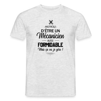Mécanicien formidable - T-shirt homme - gris chiné - Devant - AI Model Male 178 dark (178cm)