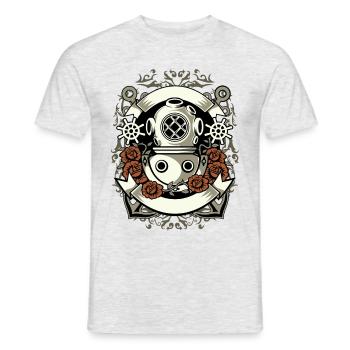 Diver Divers Diving Sea Water Boat Anchor Rose - Men's T-Shirt - heather grey - Front - AI Model Male 178 dark (178cm)