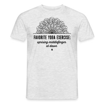 Lieblingsyoga Übung: Aufsteigender Mittelfinger - Männer T-Shirt - Grau meliert - Vorne - AI Model Male 178 dark (178cm)