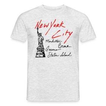 New York City NYC USA Quartiers Statue Liberté - T-shirt homme - gris chiné - Devant - AI Model Male 178 dark (178cm)