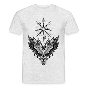 Corbeau Odin Vegvisir Valknut - T-shirt homme - gris chiné - Devant - AI Model Male 178 dark (178cm)