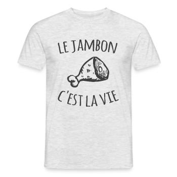Le jambon c'est la vie - T-shirt homme - gris chiné - Devant - AI Model Male 178 dark (178cm)