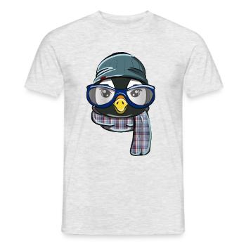 Hipster penguin - Men's T-Shirt - heather grey - Front - AI Model Male 178 dark (178cm)