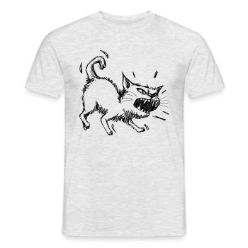 Wütende Katze gefährliches Kätzchen lustiger Kater - Männer T-Shirt - Grau meliert - Vorne - AI Model Male 178 dark (178cm)