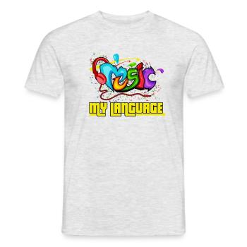 Music is my language Grafitti gift - Men's T-Shirt - heather grey - Front - AI Model Male 178 dark (178cm)