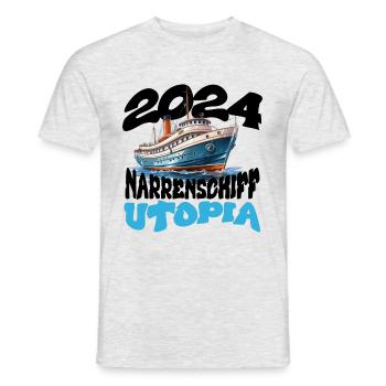 Ship of Fools Utopia, Franz Josef Strauss - Men's T-Shirt - heather grey - Front - AI Model Male 178 dark (178cm)