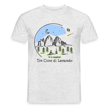 Trois Pics Dolomites E5 Südtirol Art au trait - T-shirt homme - gris chiné - Devant - AI Model Male 178 dark (178cm)