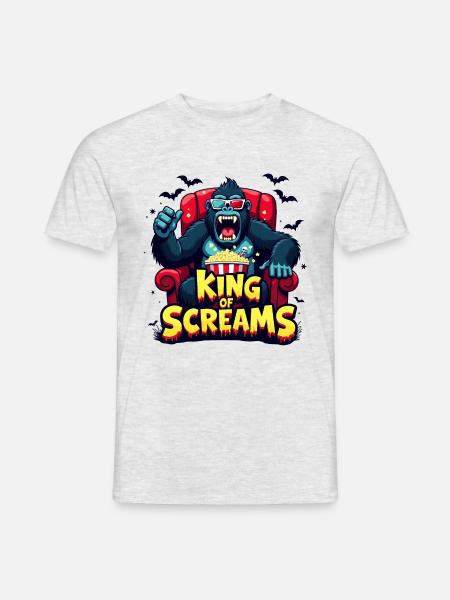 King of Screams : Gorille dans le style de l’horreur - T-shirt homme - gris chiné