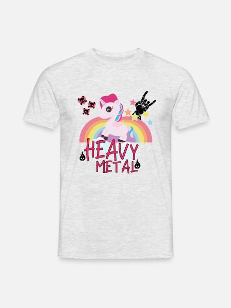 Heavy Metal Unicorn roche arc-en-cadeau Crâne - T-shirt homme - gris chiné