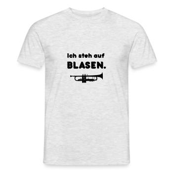 BLASEN Spruch Wortwitz Trompete Musik Geschenkidee - Männer T-Shirt - Grau meliert - Vorne - AI Model Male 178 dark (178cm)