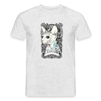 cadeau chat minou de maison idée cadeau - T-shirt homme - gris chiné - Devant - AI Model Male 178 dark (178cm)