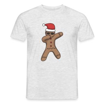 Gingerbread man dabbing Christmas gift cap - Men's T-Shirt - heather grey - Front - AI Model Male 178 dark (178cm)