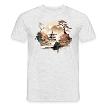 Aquarellzeichnung - Männer T-Shirt - Grau meliert - Vorne - AI Model Male 178 dark (178cm)